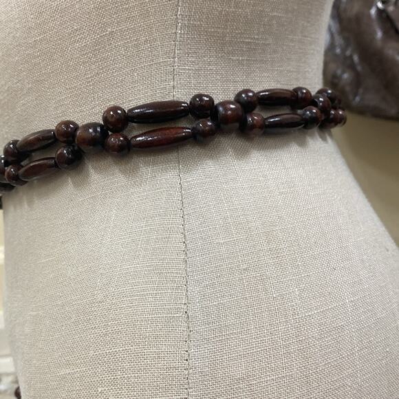Vintage NWT women’s one size wooden beaded tie belt - Picture 2 of 5